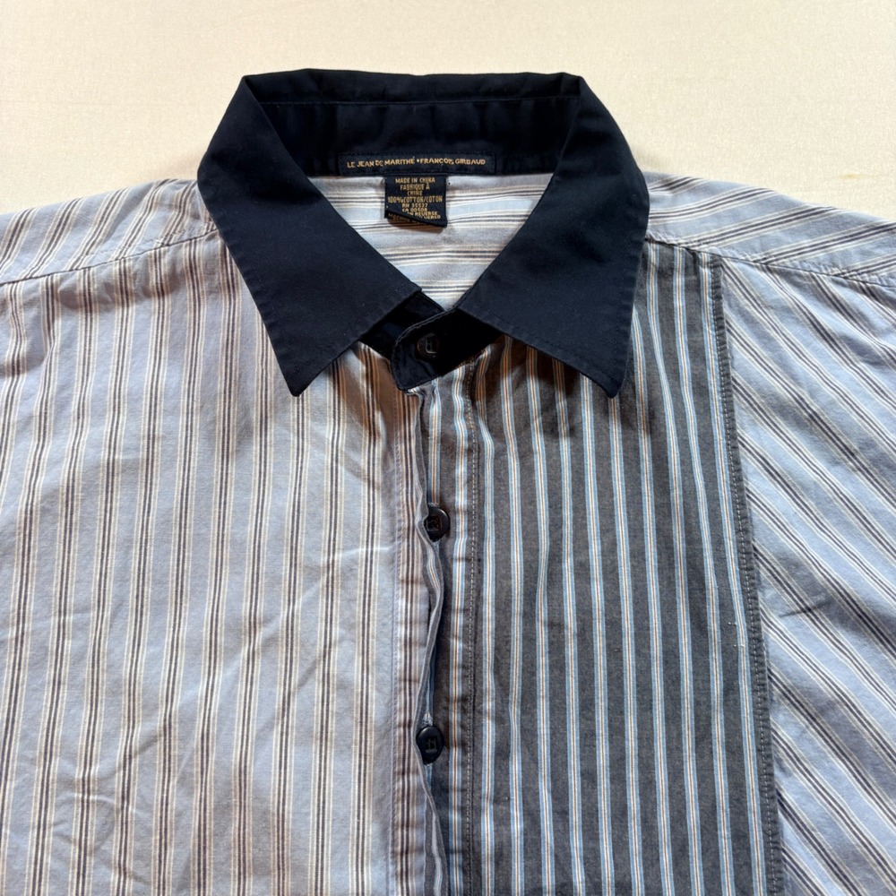 Marithe Francois Girbaud Button Down Shirt Mens XL Striped Graphic Streetwear